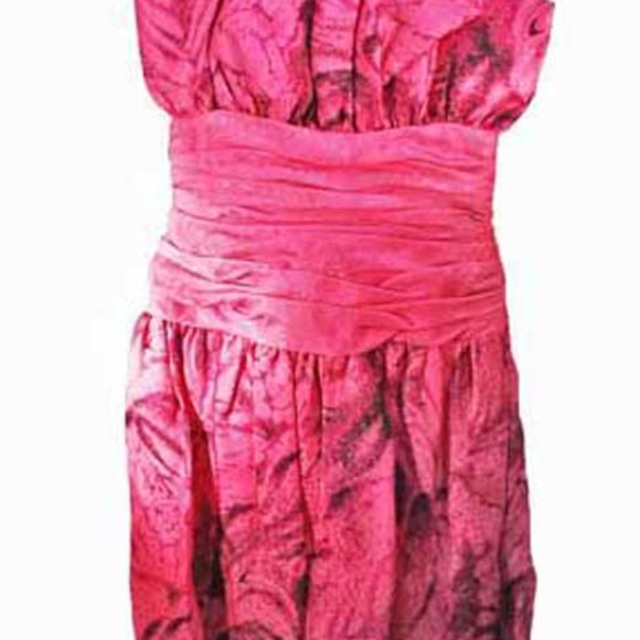 DRESS 1982, PURE SILK NEVER WORN, MISSES 10, FUCHSIA/BLACK, SPAGHETTI STRAPS - Picture 1 of 8